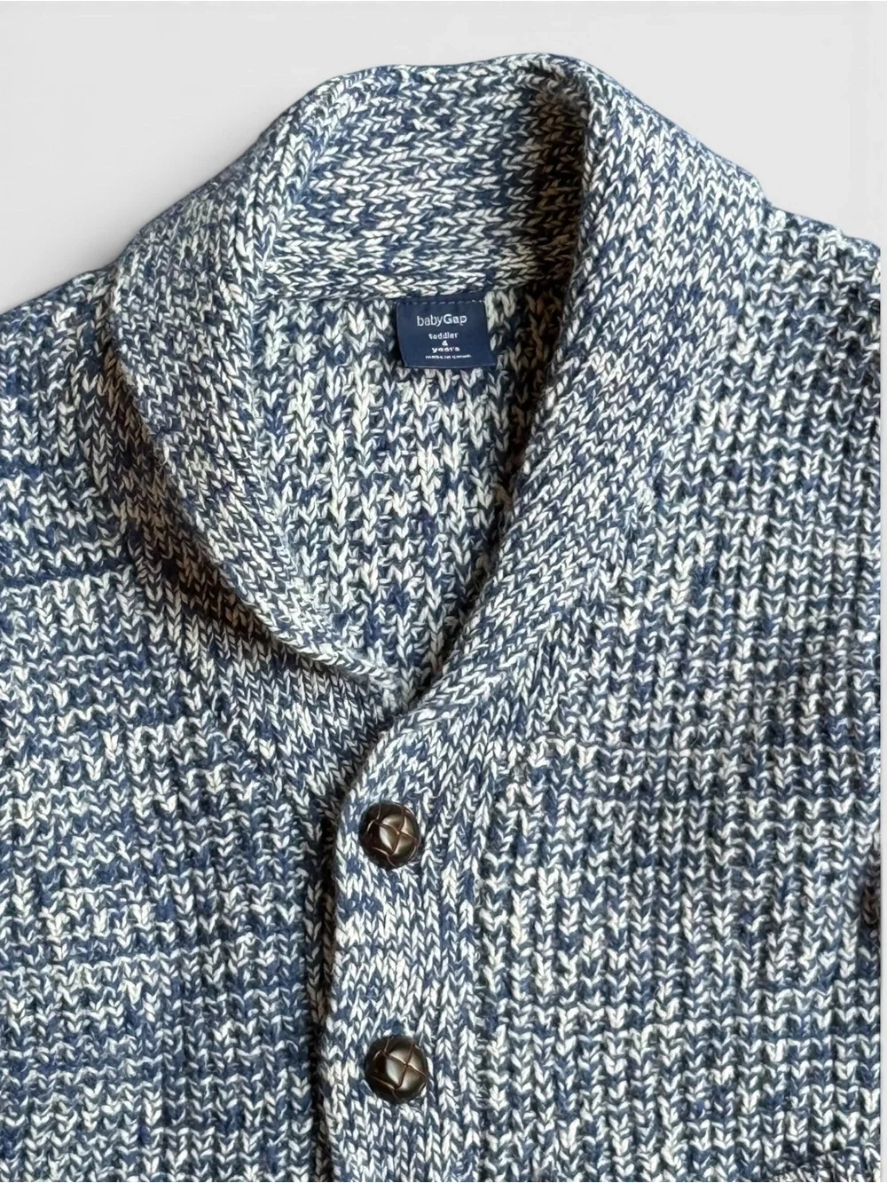 Baby Gap Boys Marled Blue Knit Shawl Collar Cardigan Size 4T
